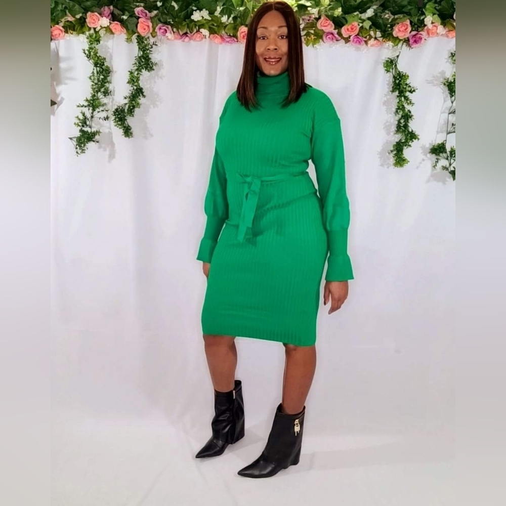Emerald Balloon Sleeve Dress